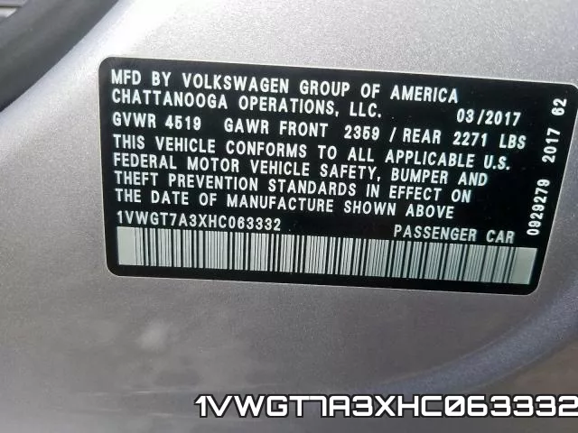 1VWGT7A3XHC063332 фото 2