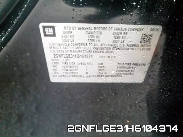 2GNFLGE31H6104374 фото 2