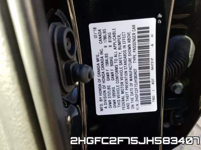 2HGFC2F75JH583407 фото 2