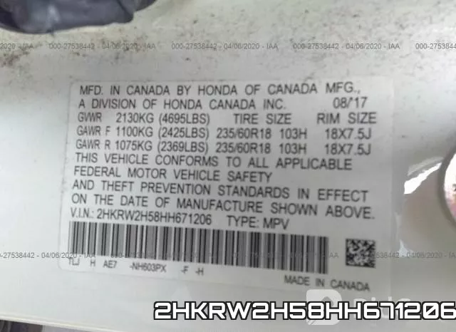 2HKRW2H58HH671206 фото 10
