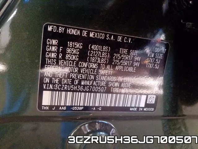 3CZRU5H36JG700507 фото 2