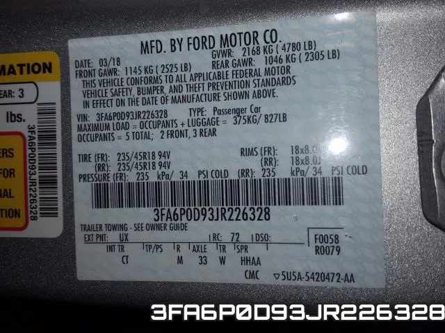 3FA6P0D93JR226328 фото 2
