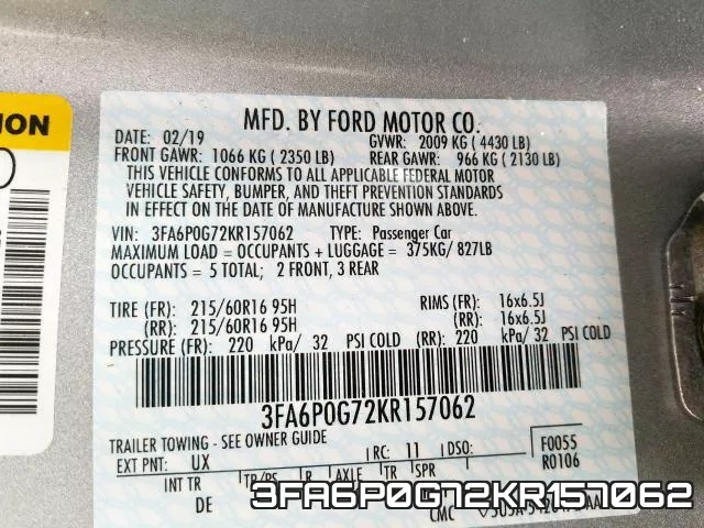 3FA6P0G72KR157062 фото 2