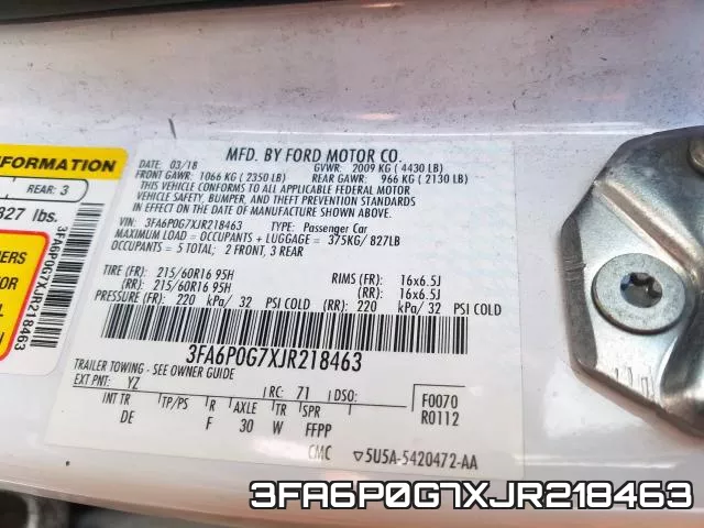 3FA6P0G7XJR218463 фото 2