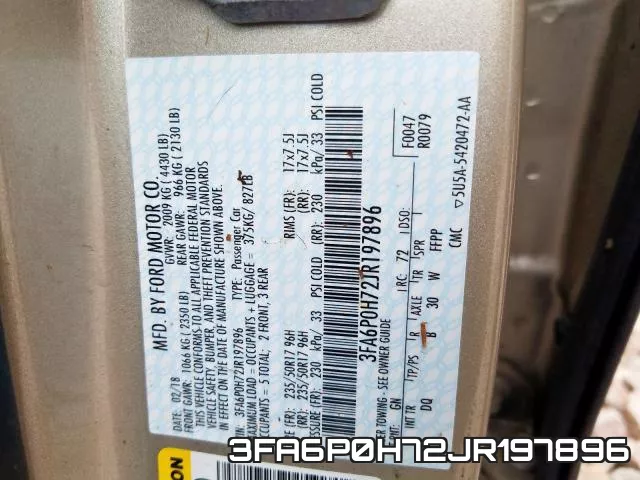 3FA6P0H72JR197896 фото 2