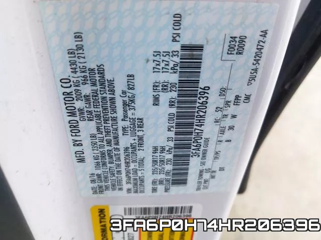3FA6P0H74HR206396 фото 2