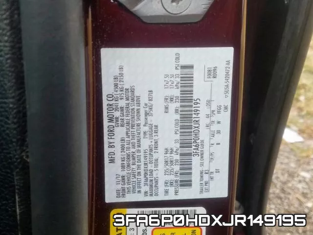 3FA6P0HDXJR149195 фото 2