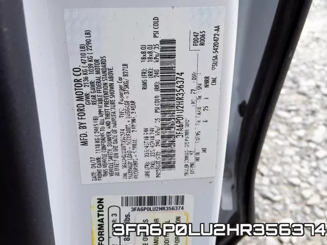 3FA6P0LU2HR356374 фото 2