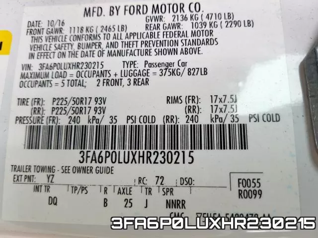 3FA6P0LUXHR230215 фото 2