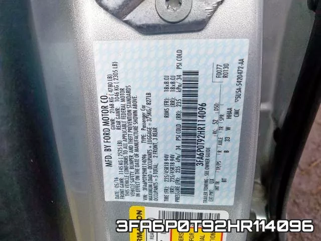 3FA6P0T92HR114096 фото 2