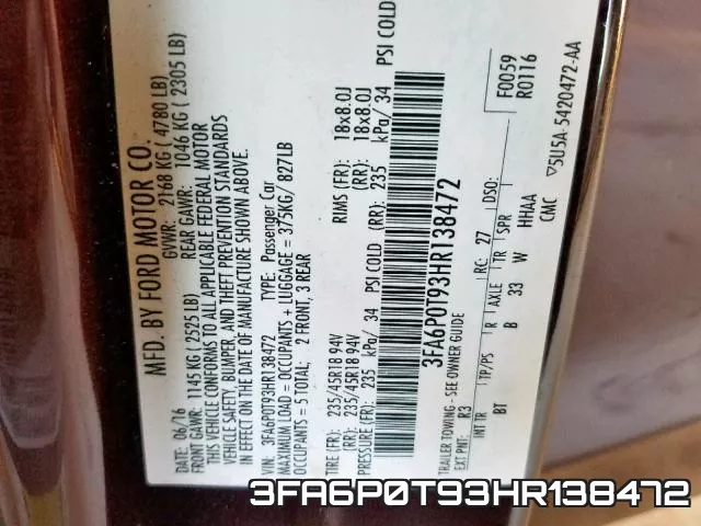 3FA6P0T93HR138472 фото 2