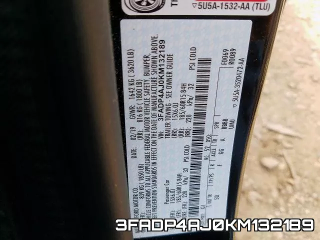 3FADP4AJ0KM132189 фото 2