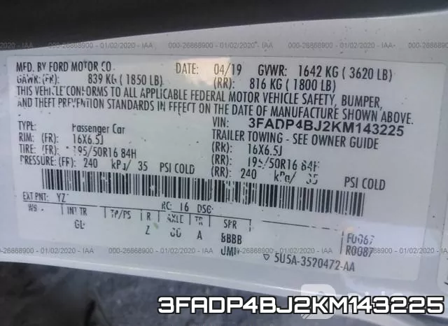 3FADP4BJ2KM143225 фото 10