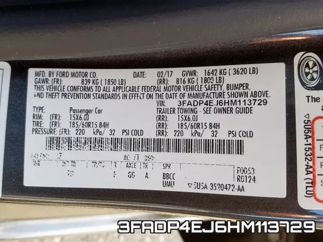 3FADP4EJ6HM113729 фото 2