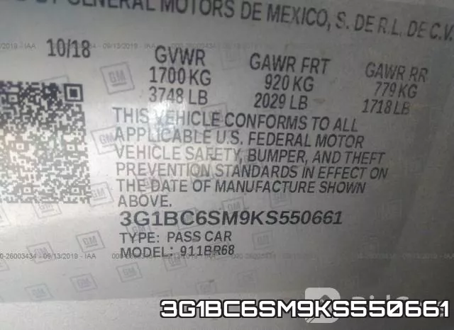 3G1BC6SM9KS550661 фото 10