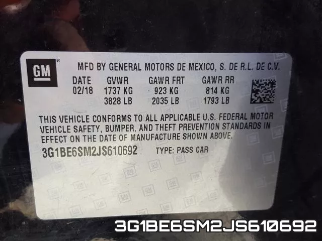 3G1BE6SM2JS610692 фото 2