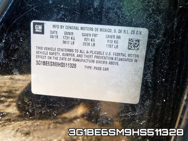 3G1BE6SM9HS511328 фото 2
