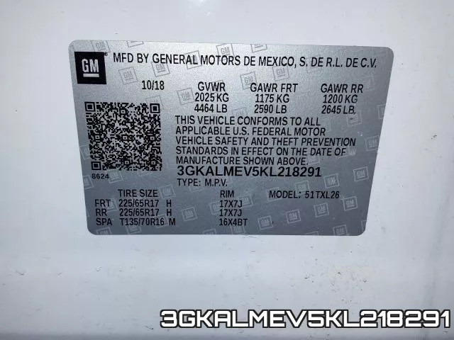 3GKALMEV5KL218291 фото 2