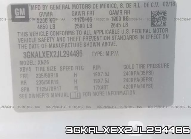 3GKALXEX2JL294486 фото 10