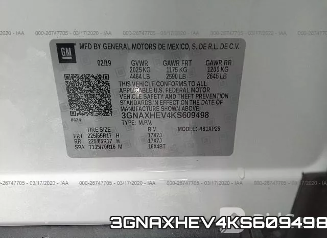 3GNAXHEV4KS609498 фото 10