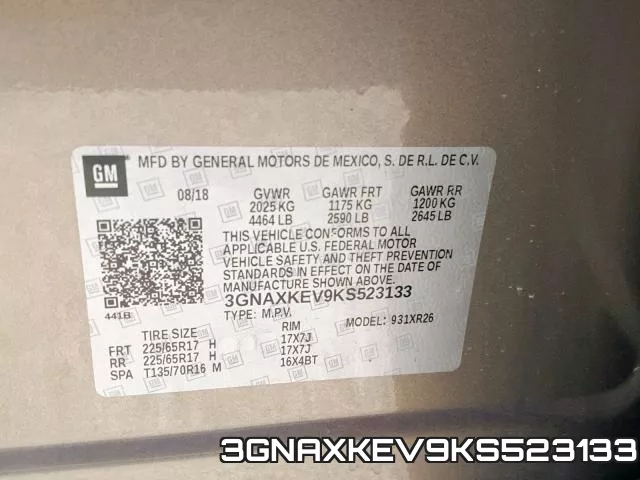 3GNAXKEV9KS523133 фото 2