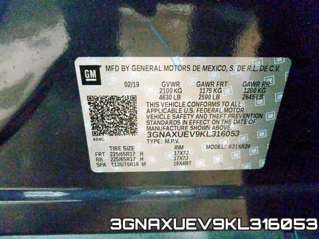 3GNAXUEV9KL316053 фото 2