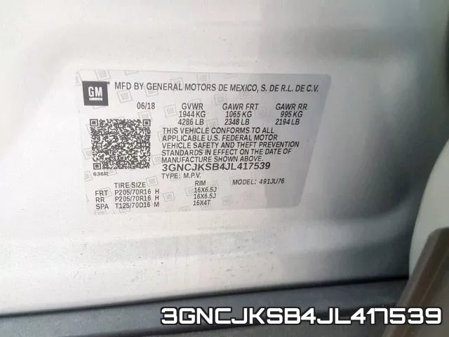 3GNCJKSB4JL417539 фото 2