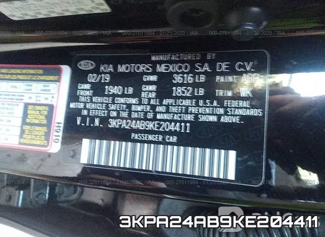 3KPA24AB9KE204411 фото 10