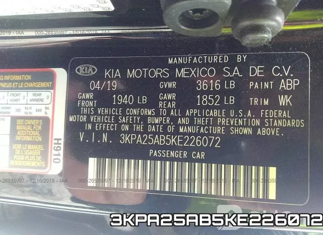 3KPA25AB5KE226072 фото 10