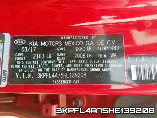 3KPFL4A75HE139208 фото 2