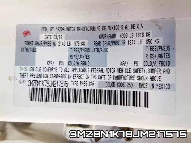 3MZBN1K78JM217575 фото 2