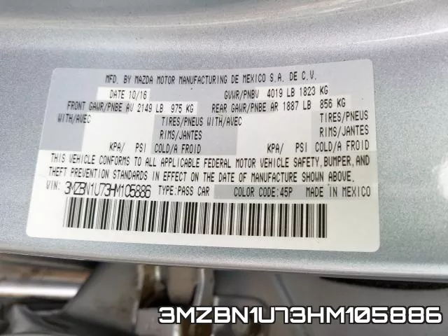 3MZBN1U73HM105886 фото 2