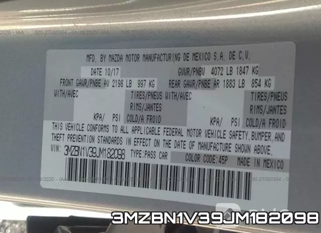 3MZBN1V39JM182098 фото 10