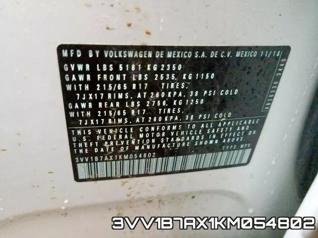 3VV1B7AX1KM054802 фото 2