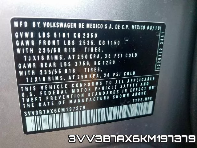 3VV3B7AX6KM197379 фото 2