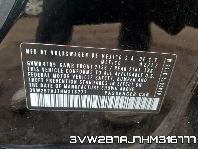 3VW2B7AJ7HM316777 фото 2