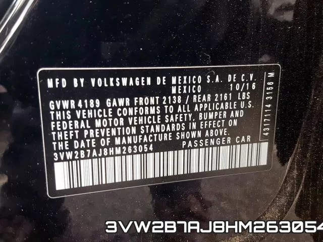 3VW2B7AJ8HM263054 фото 2