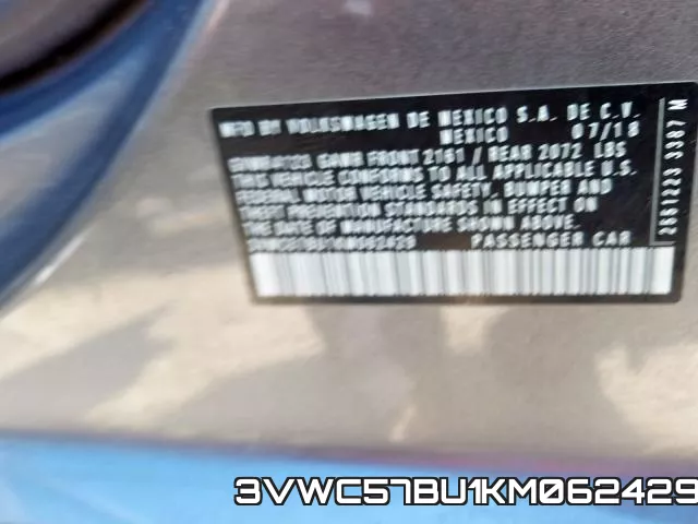 3VWC57BU1KM062429 фото 2