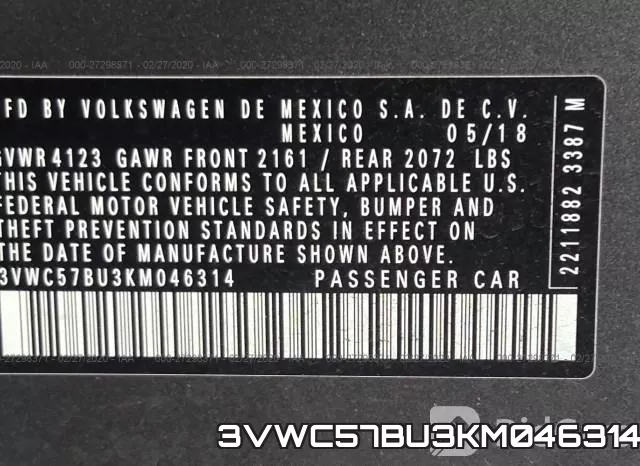 3VWC57BU3KM046314 фото 10