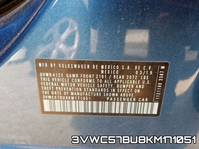 3VWC57BU8KM171051 фото 2