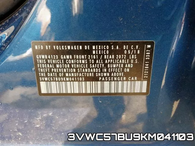 3VWC57BU9KM041103 фото 2