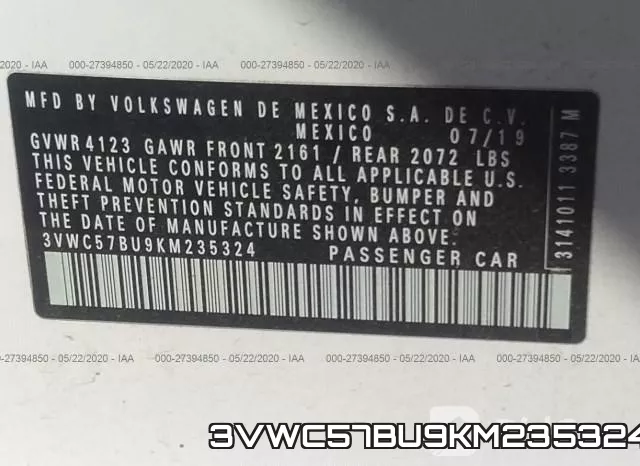 3VWC57BU9KM235324 фото 10