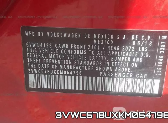 3VWC57BUXKM054796 фото 10
