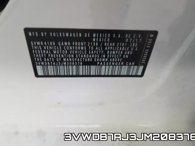3VWDB7AJ3JM208378 фото 2