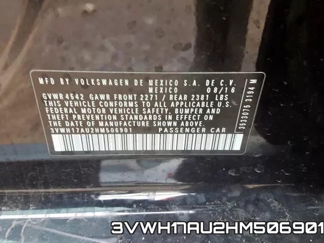 3VWH17AU2HM506901 фото 2