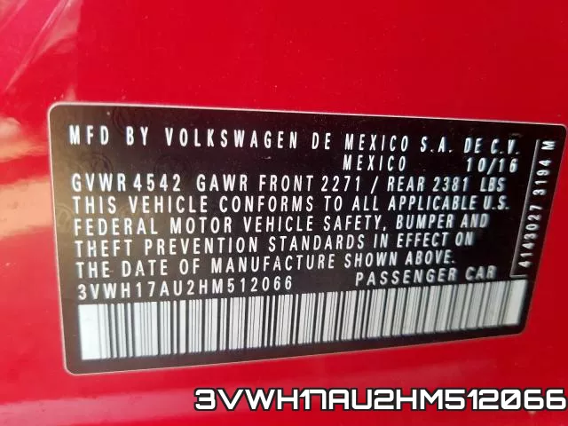 3VWH17AU2HM512066 фото 2