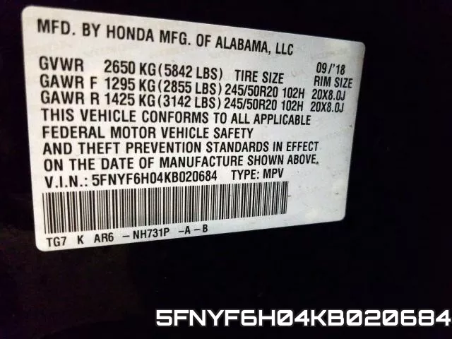5FNYF6H04KB020684 фото 2