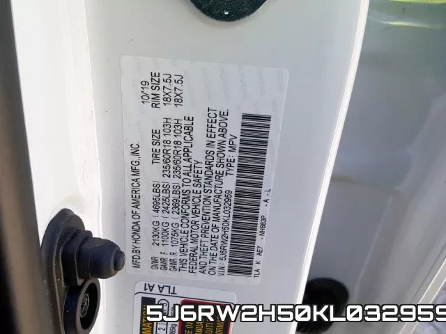 5J6RW2H50KL032959 фото 2