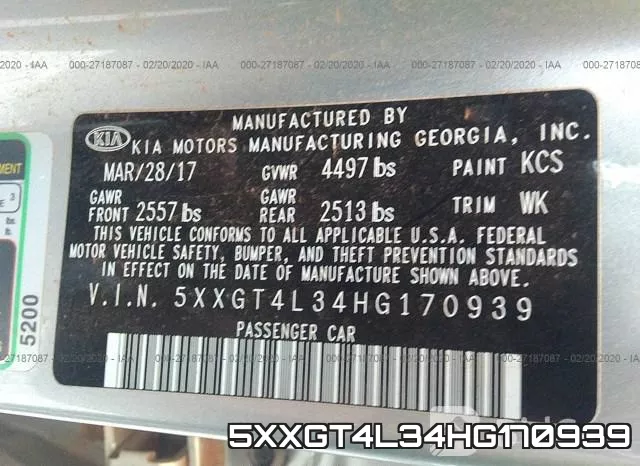 5XXGT4L34HG170939 фото 10