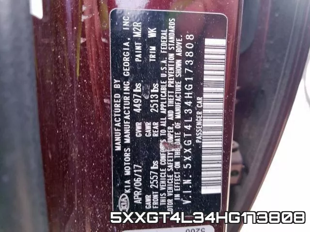 5XXGT4L34HG173808 фото 2